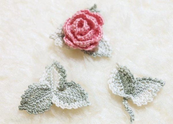 Beautiful crochet leaves tutorial illustrations