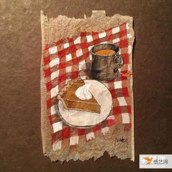 Artist uses used tea bags as canvas to write diary