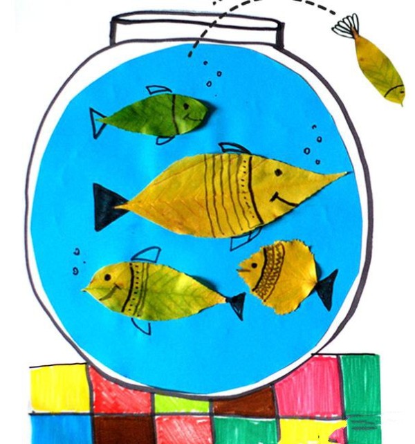 Childrens handmade tutorial on fish tank leaf stickers