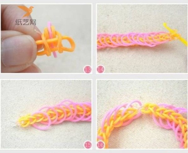 Knitting tutorial Colored rubber ring combination knitted bracelet making tutorial