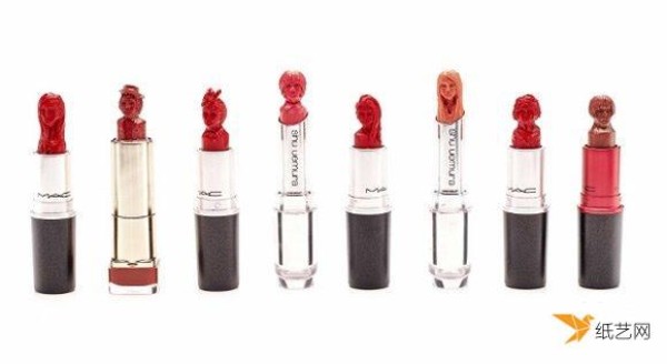 Exquisite and interesting handicrafts carving famous figures on lipstick