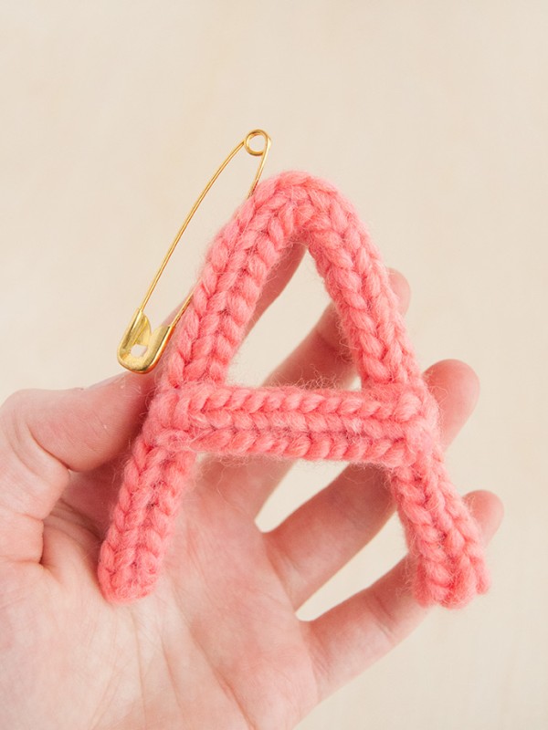 So cute, knitted wool letter brooch!