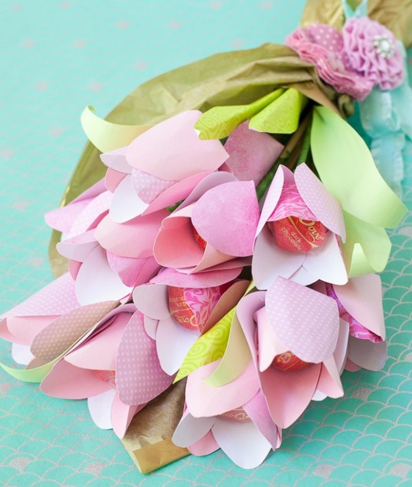 Mothers Day Chocolate Paper Flower Tulip Bouquet Handmade Tutorial