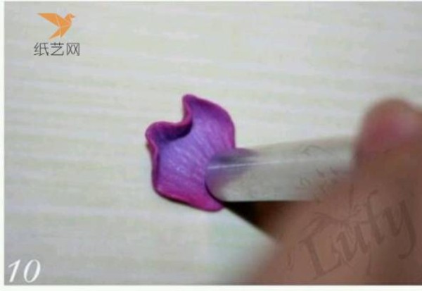 Pottery tutorial, soft clay purple cherry blossom ring making tutorial