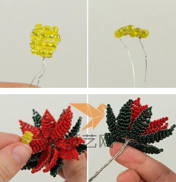 Beautiful Beaded Poinsettia Christmas Flower Christmas Gift Making Tutorial