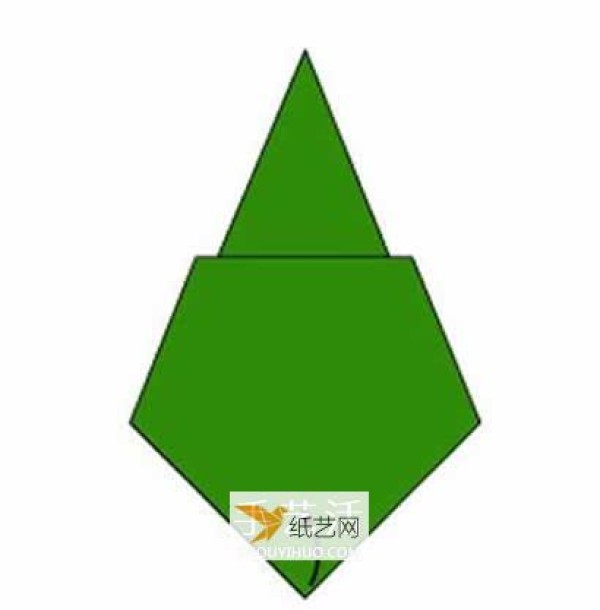 Illustration of folding a Christmas tree using a piece of origami paper