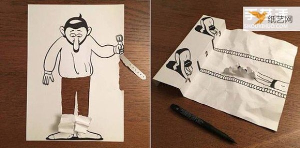 All you need is a pen and paper, and Danish artists tear paper to create personalized humor!