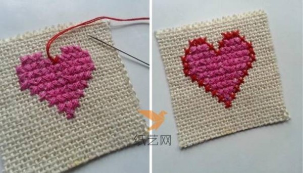 Cross-stitch heart-shaped Valentines Day card confession card making tutorial