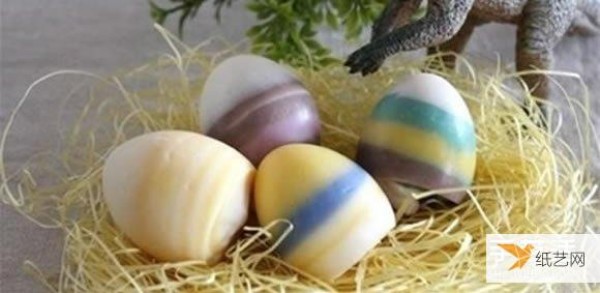 Illustration of how to make colorful egg-shaped handmade soap by yourself