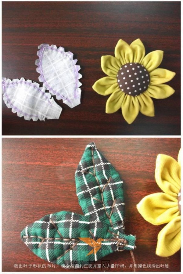 Christmas handmade fabric sunflower making tutorial