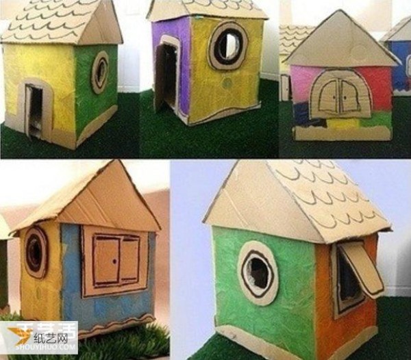 Share an illustration of how to make a children’s paper house model by hand