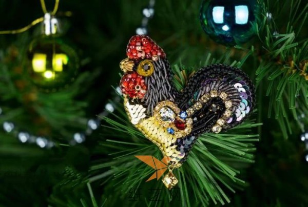 Tutorial on how to make an exquisite beaded rooster Christmas tree decoration