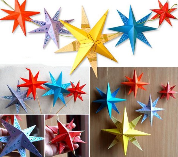 Tutorial on making beautiful 3D star decorations by hand for children