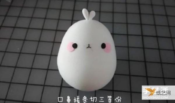 Illustrated demonstration of the steps to make Molang, a potato rabbit, using ultra-light clay