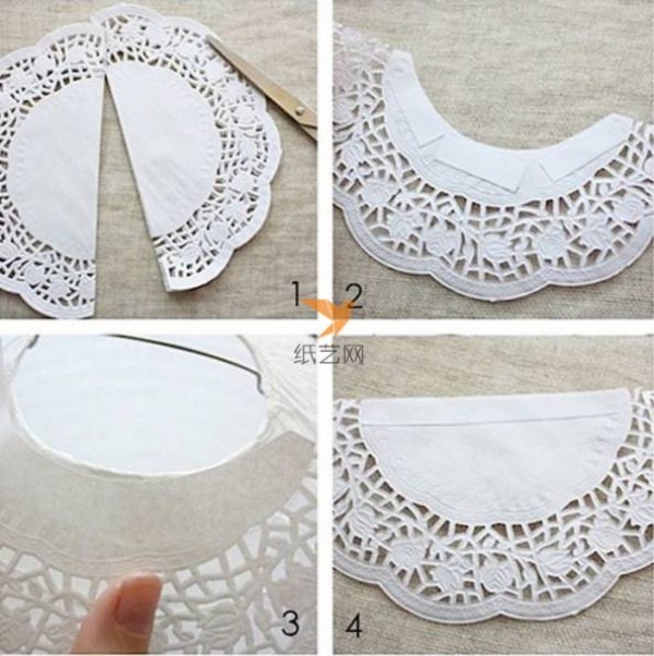 A beautiful lantern made of paper art hollow lace dessert paper mat