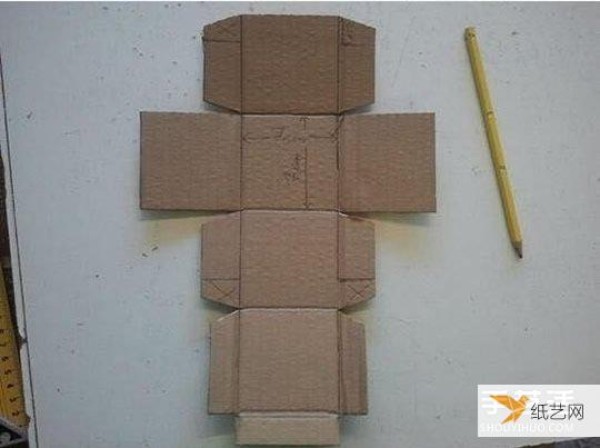 Illustrated steps on how to make a childrens piggy bank by hand using cardboard