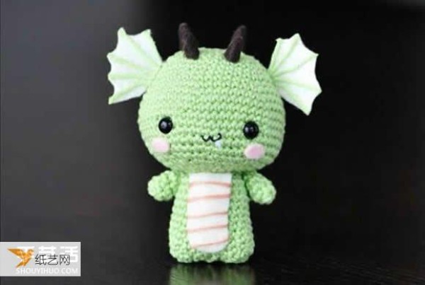 A very cute and unique knitted dragon made with crochet