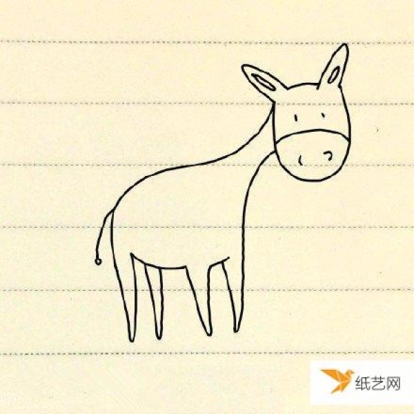 Tutorial on how to draw a cute little donkey in simple strokes