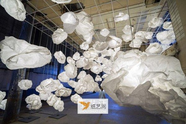 White paper paired with LED lighting, a long-lasting cloud-making exercise