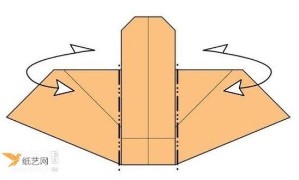 Illustration of the method of hand folding paper sofa chair