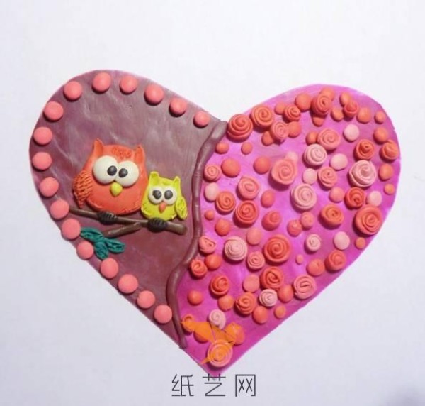 Tutorial on making beautiful heart-shaped owl and rose flower clay for Valentine’s Day gift