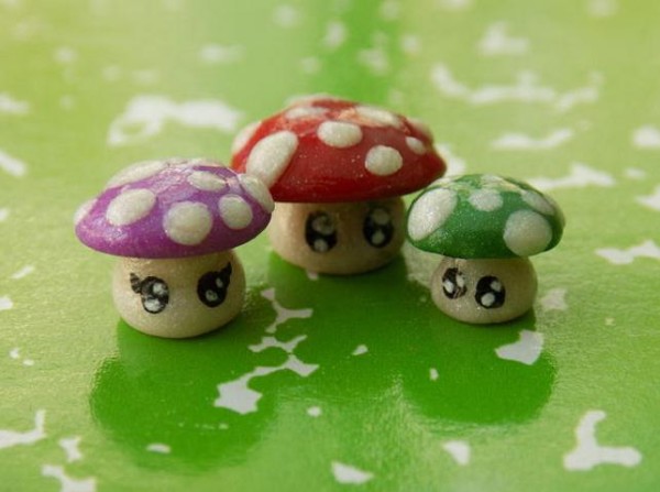 Cute ultra-light clay mushrooms handmade tutorial for children