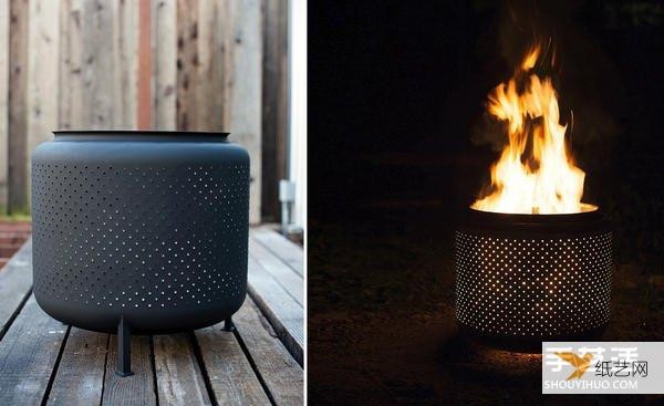 The waste in the washing machine tank is reused and transformed into a rugged industrial air stove