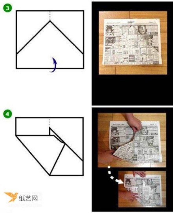 Tutorial on how to fold a dustpan from old newspapers