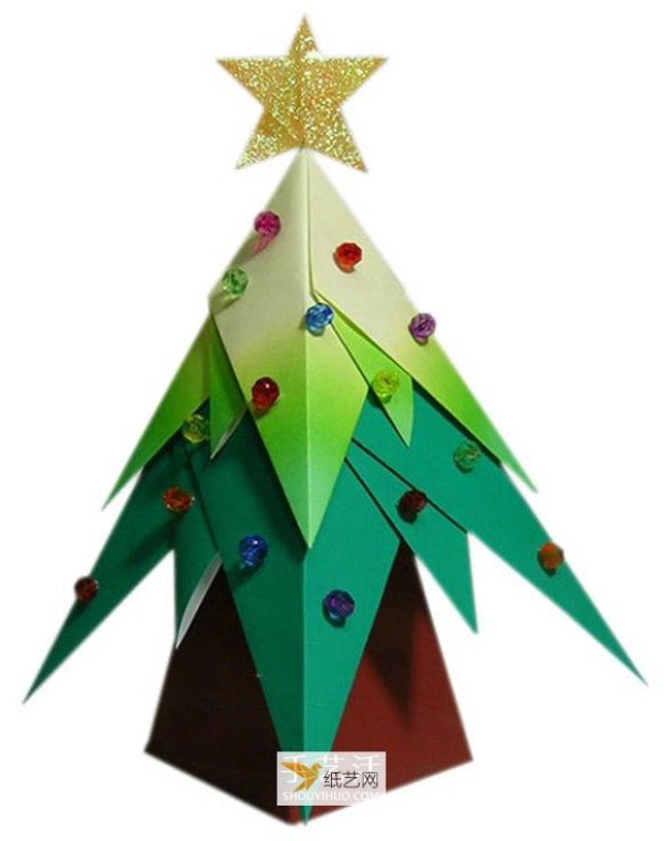 How to fold a colorful three-dimensional Christmas tree