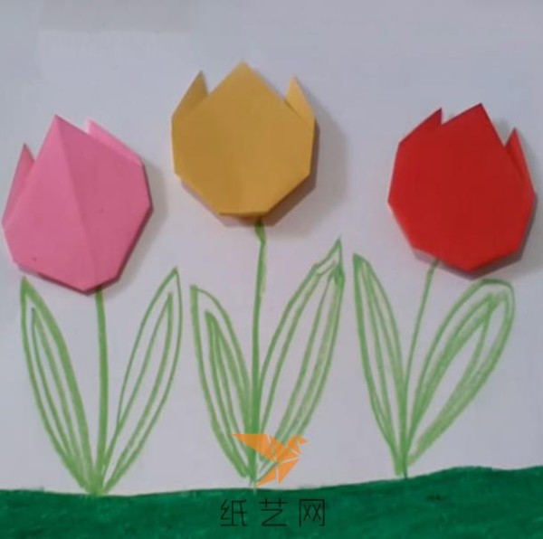 Childrens handmade origami carnation paste-up Mothers Day gift making tutorial