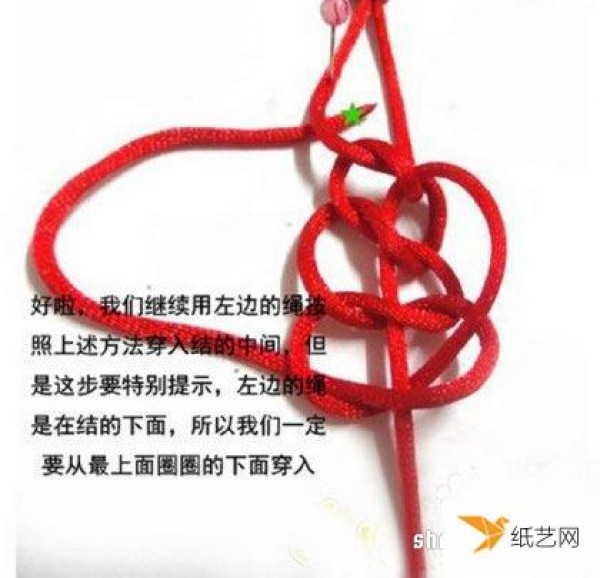 Illustration of the steps and methods of knitting Chinese knot with caisson