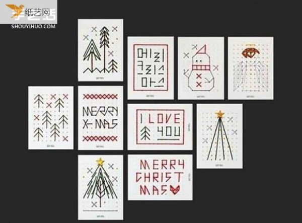 Illustration of how to make creative greeting cards with personalized wool patterns