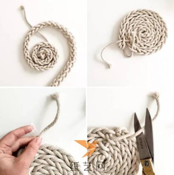 Creative handmade finger knitting coaster making tutorial