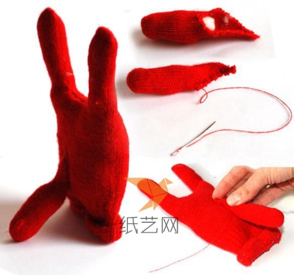 Illustrated tutorial on making cute monster dolls with thread gloves