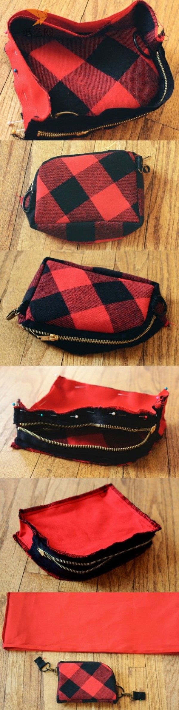 Fabric Tutorial Black and Red Checkered Fabric Bag DIY Making Tutorial