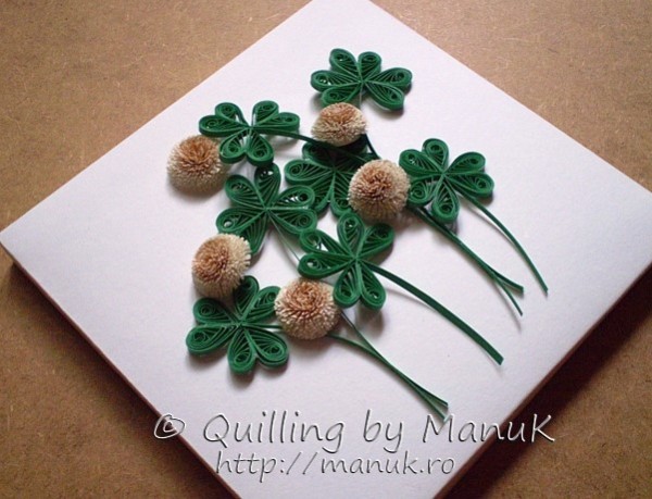 Creative and simple hand-making tutorial for paper-quilling four-leaf clover paper flowers