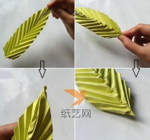 Beautiful three-dimensional origami leaf making tutorial