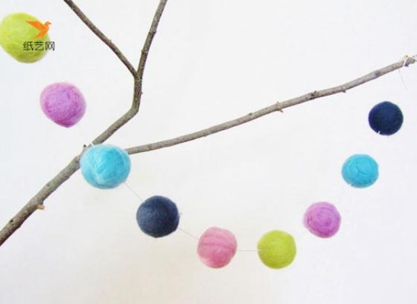 Colorful wool felt balls party decoration making tutorial