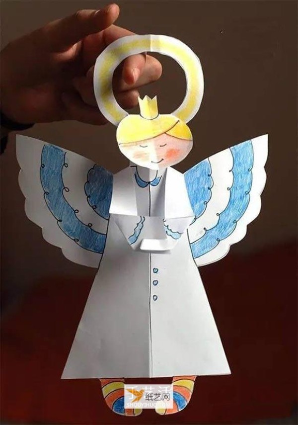 Kindergarten handicraft-paper-cutting method of cute paper angel ornaments