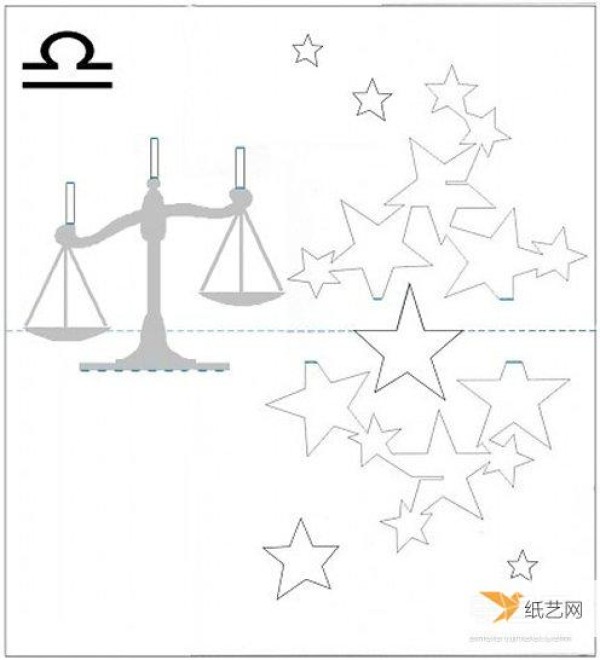 Sharing drawings of how to make a three-dimensional Libra constellation birthday card