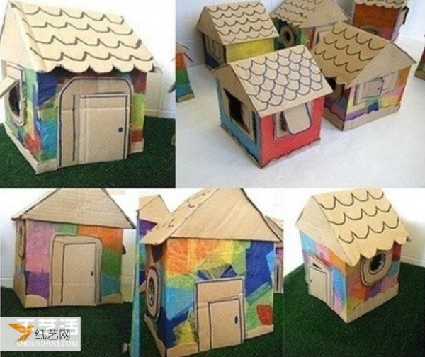 Share an illustration of how to make a children’s paper house model by hand