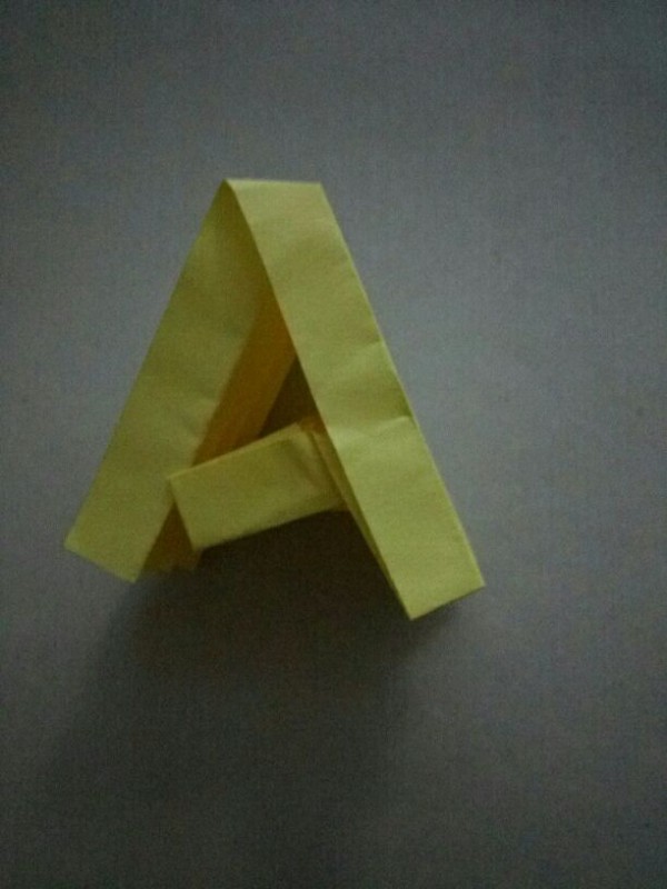 Origami three-dimensional capital letter A