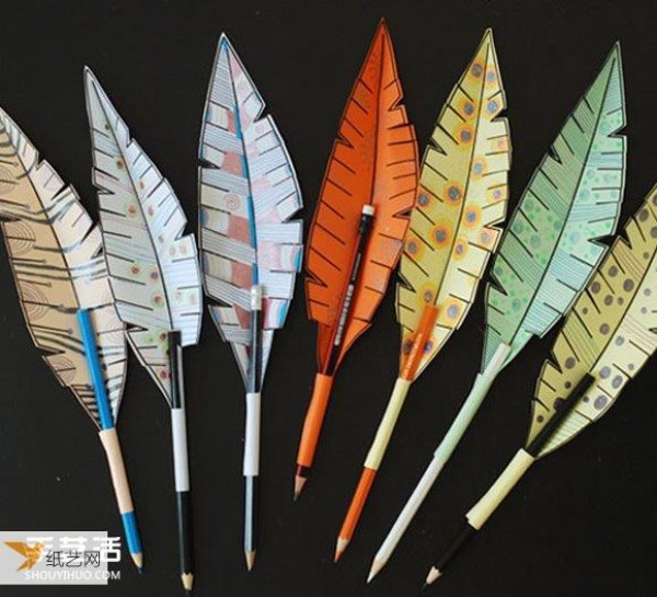 Illustration of how to use origami to make a quill pen