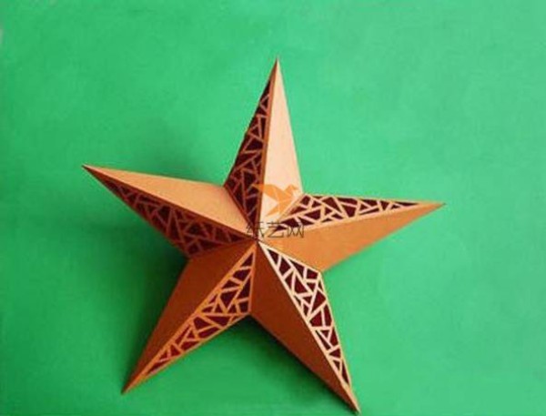 Tutorial on making Chinese style hollow window flower-like five-pointed star personalized paper art lampshade