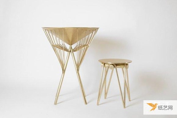 Design of brass umbrella tables and stools based on traditional Chinese oil-paper umbrellas