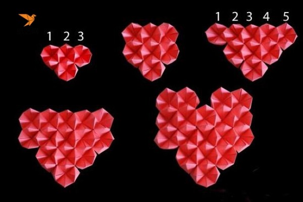 Tutorial on making beautiful origami three-dimensional heart-shaped decorative paintings