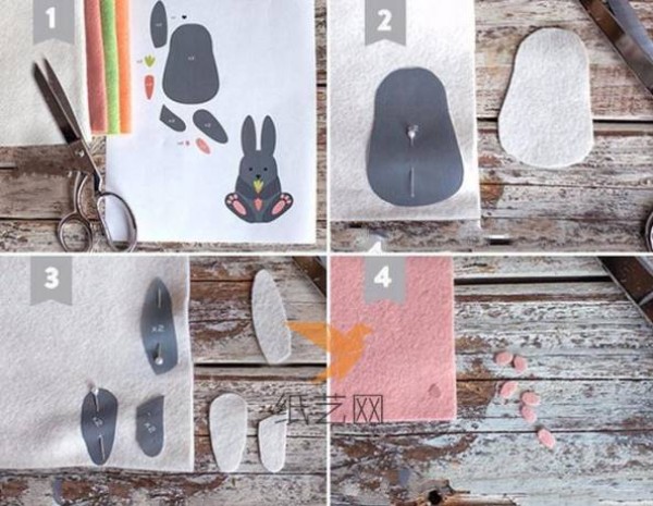 Tutorial on making cute little white rabbits from non-woven fabrics