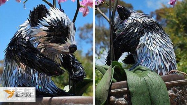 Turn waste into treasure by using CDs to create various animal sculptures