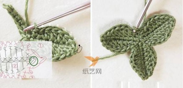 Beautiful crochet leaves tutorial illustrations