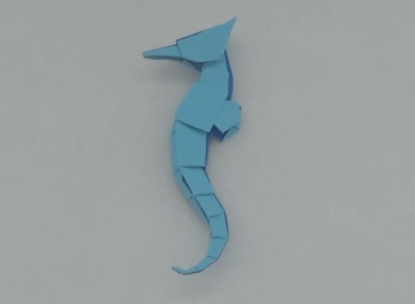 Origami making tutorial of three-dimensional origami seahorse